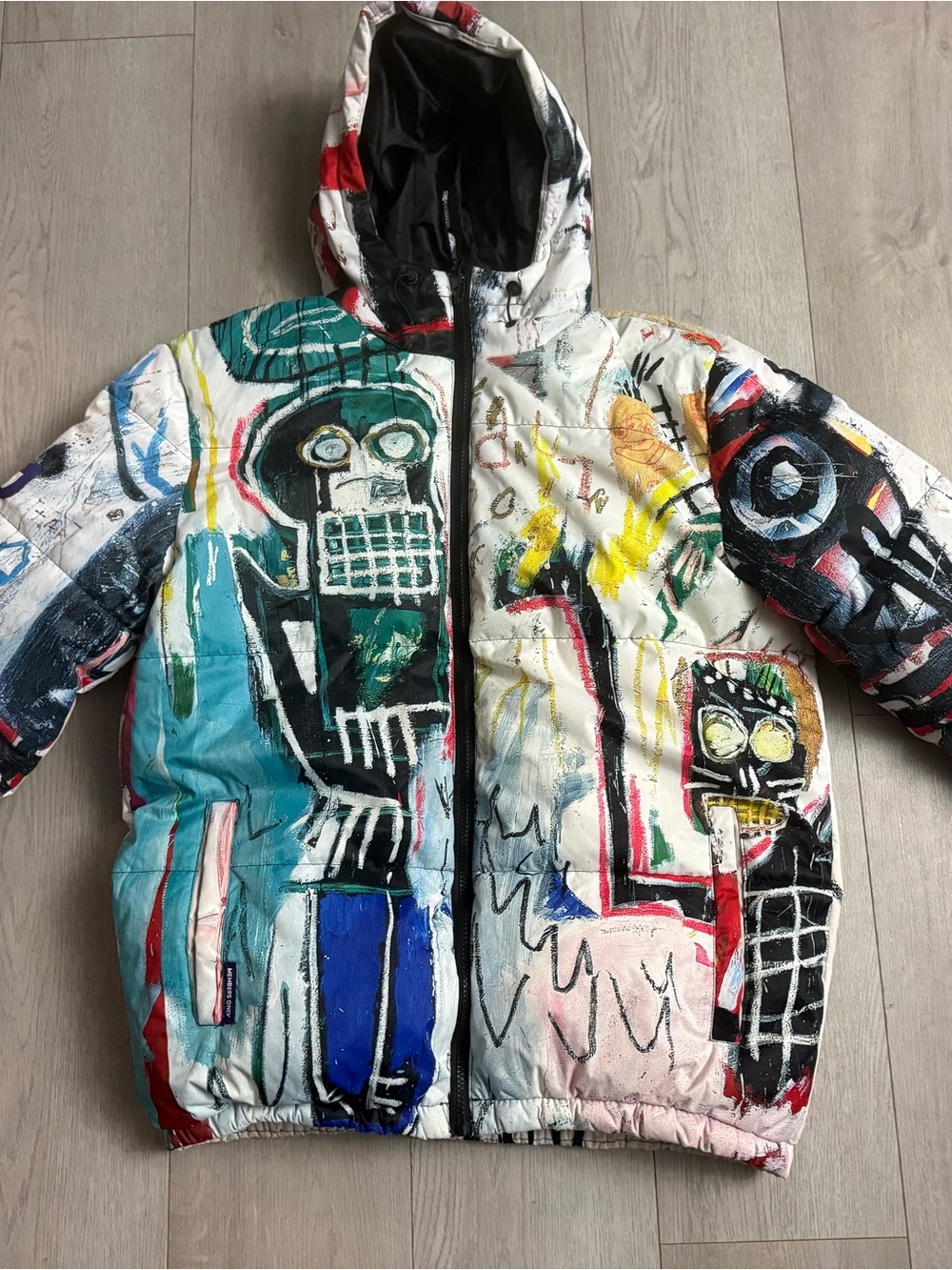 Members Only Multicolor Abstract Graffiti Puffer Jacket